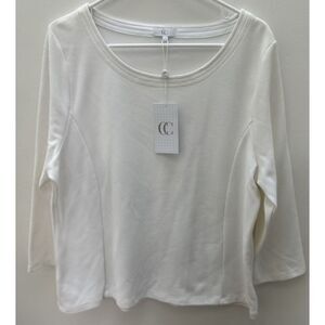 CC Country Company Beautiful Women's Ivory Color Long  Sleeves Blouse Sz XXL